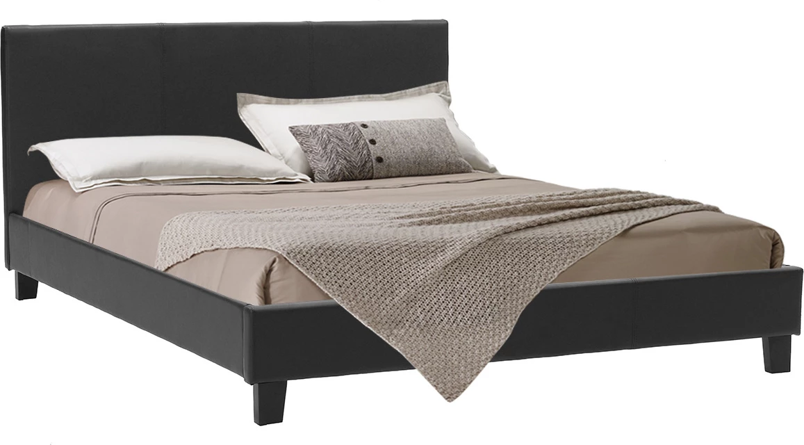 Shtrat dopio Nevil PU ngjyrë e zezë matte 150x200