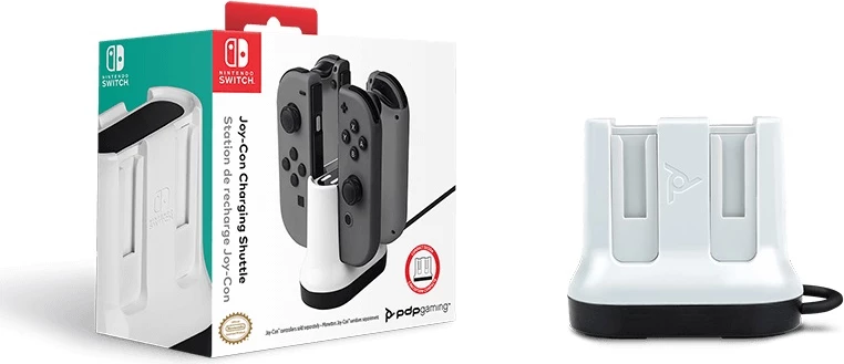 Stacion karikimi PDP Joy-Con Charging Shuttle, për Nintendo Switch, 4x Joy-Con, USB kabllo 5 m, Bardhë/zezë