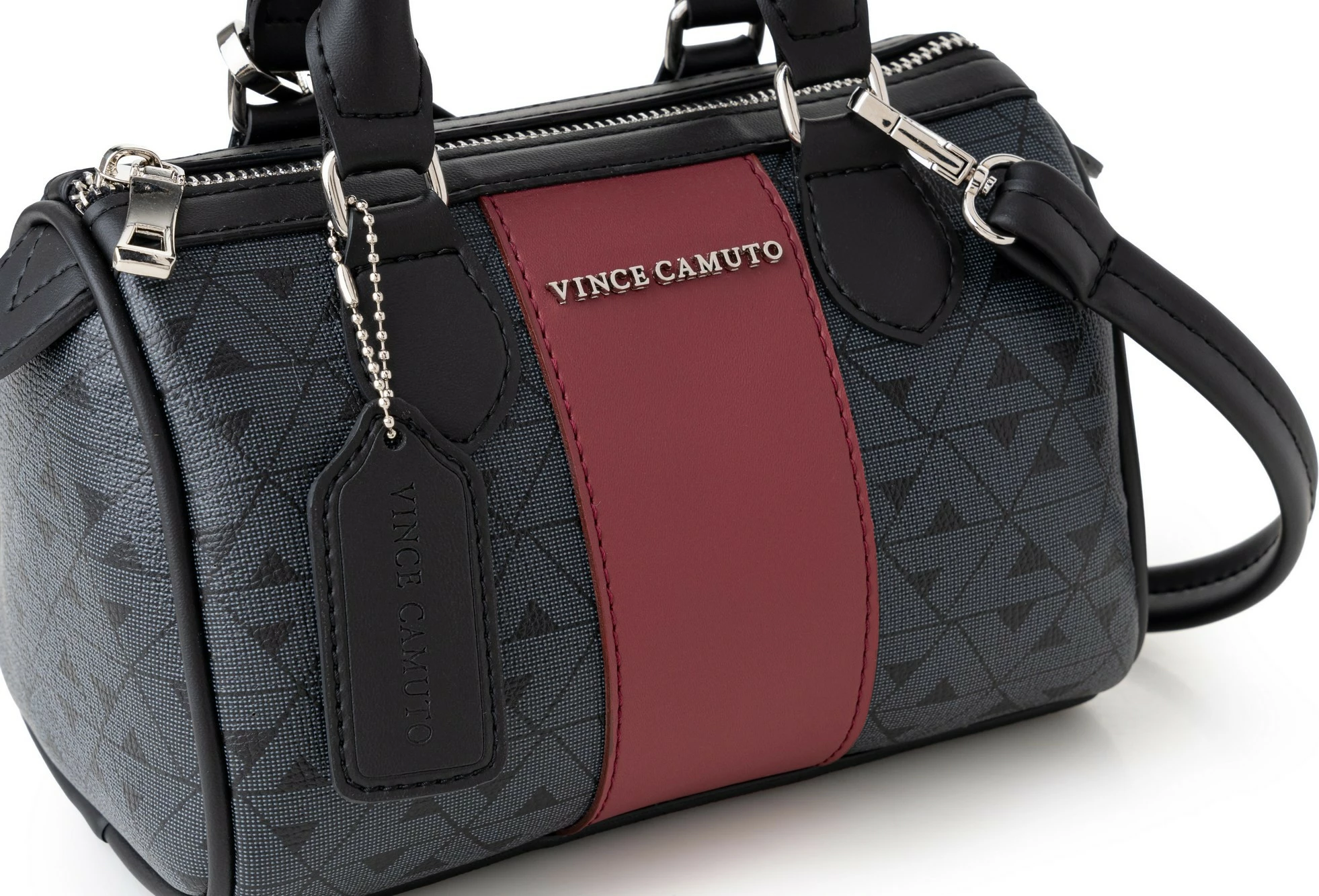 Çantë dore Vince Camuto Rimini, monogram, e zezë, burgundy