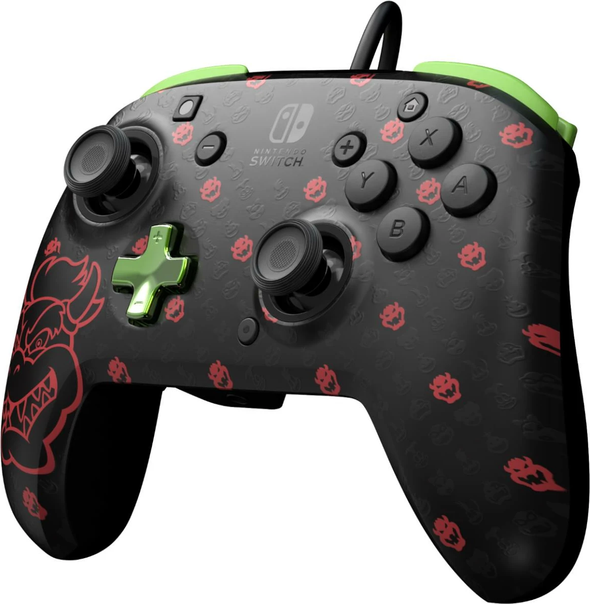 Kontroller me kabllo PDP REMATCH Bowser Glow in the Dark për Nintendo Switch, e zezë/jeshile