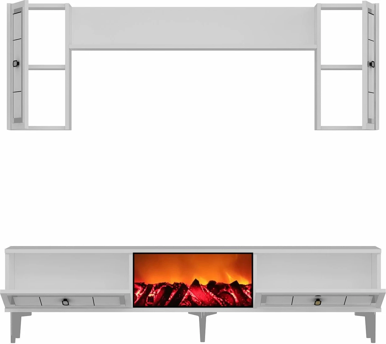 Njësi TV Skye Decor, oxhak Orion, e bardhë, argjend