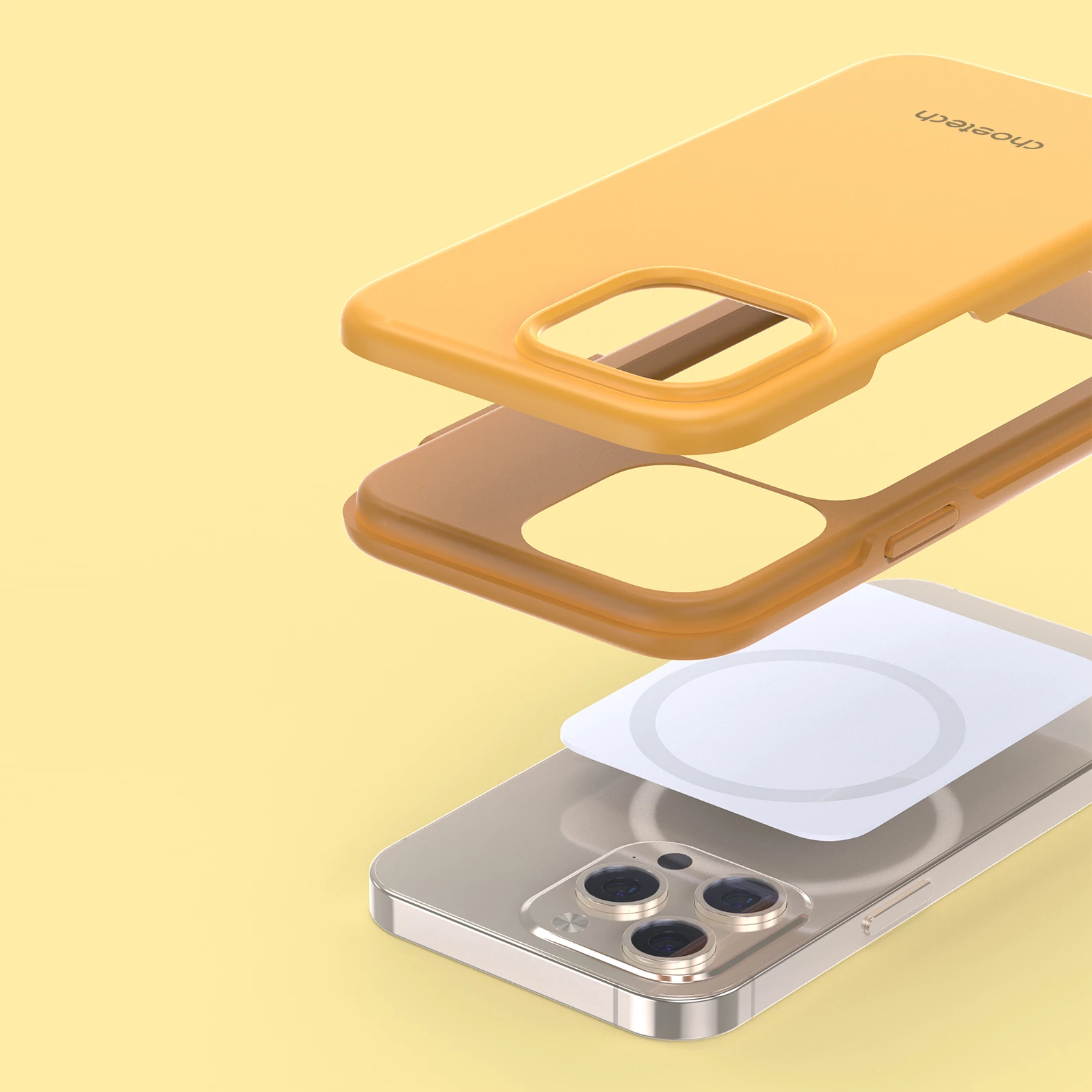 Mbështjellës Choetech PC0114-MFM-YE për iPhone 13 Pro Max, Made For MagSafe, portokalli