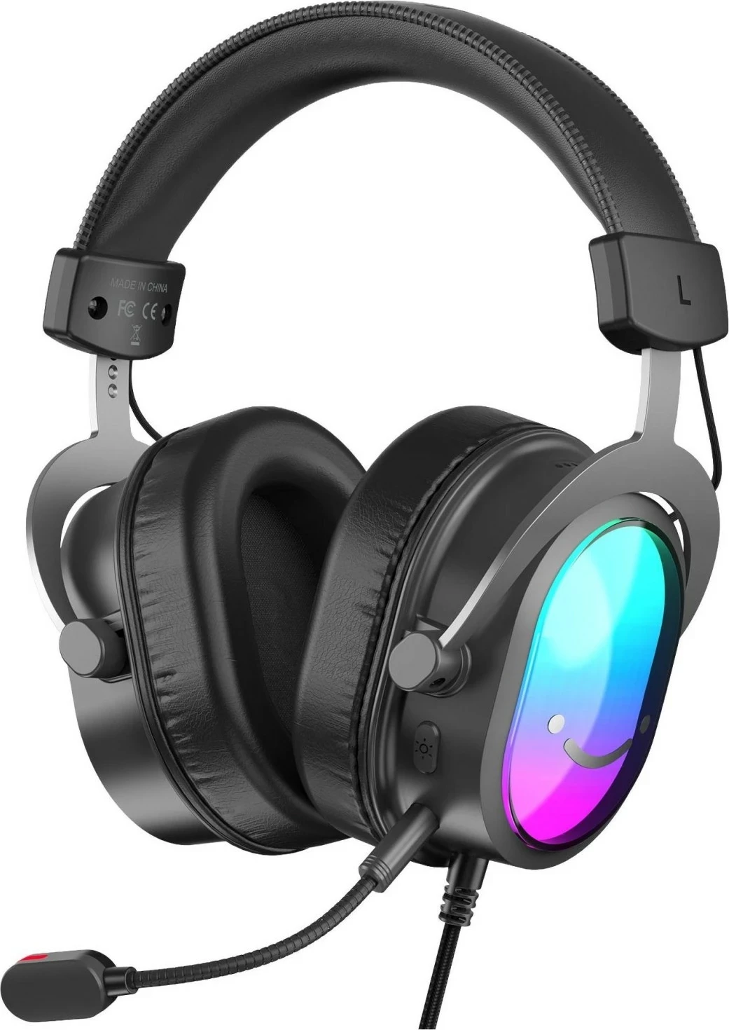 Kufje Fifine H16, 7.1 Surround, me mikrofon, RGB, me kabllo, 3.5mm, të zeza