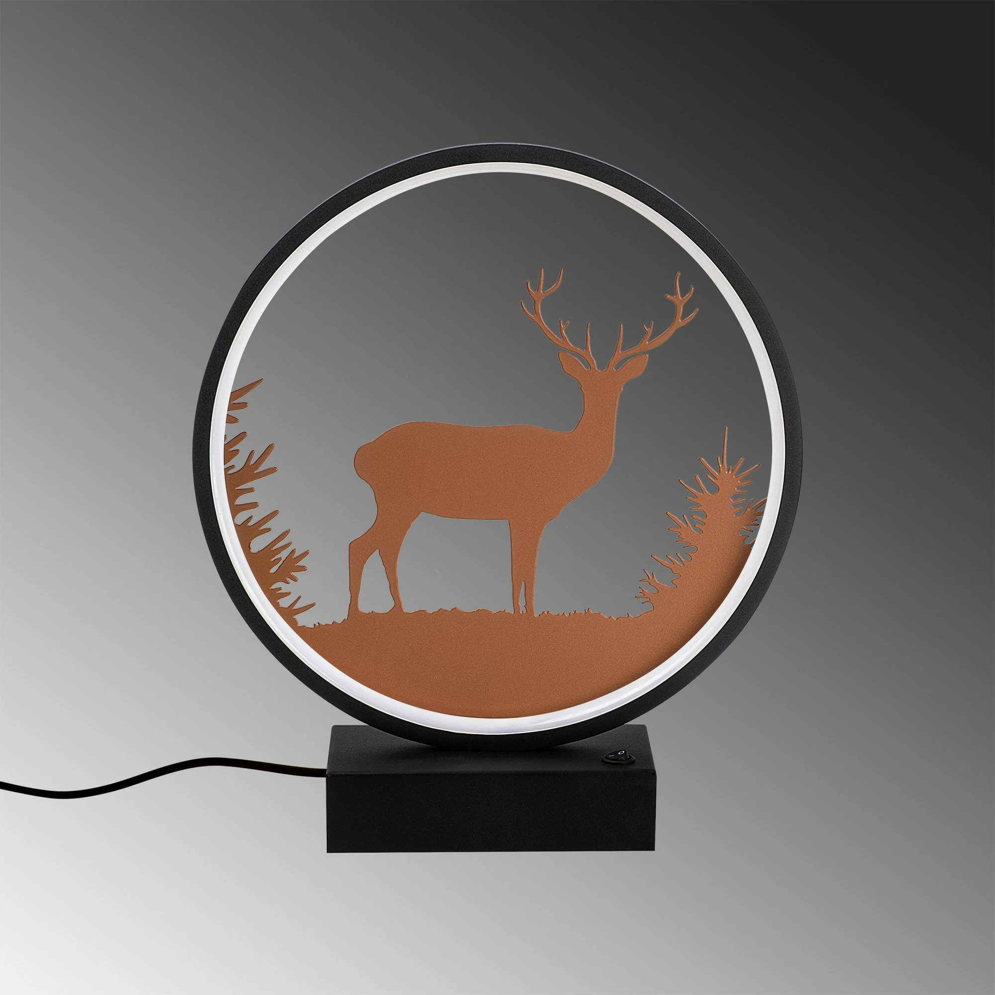 Llambë tavoline Opviq, XMAS7, e zezë dhe bakri, dizajn me drer