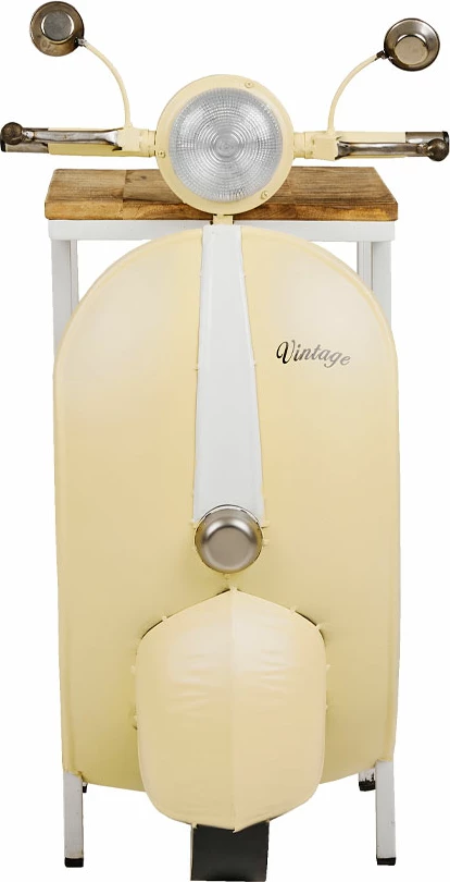 Tavolinë anësore MINI VESPA me rafte, ngjyrë krem e bardhë, natyrale, 61x45x88