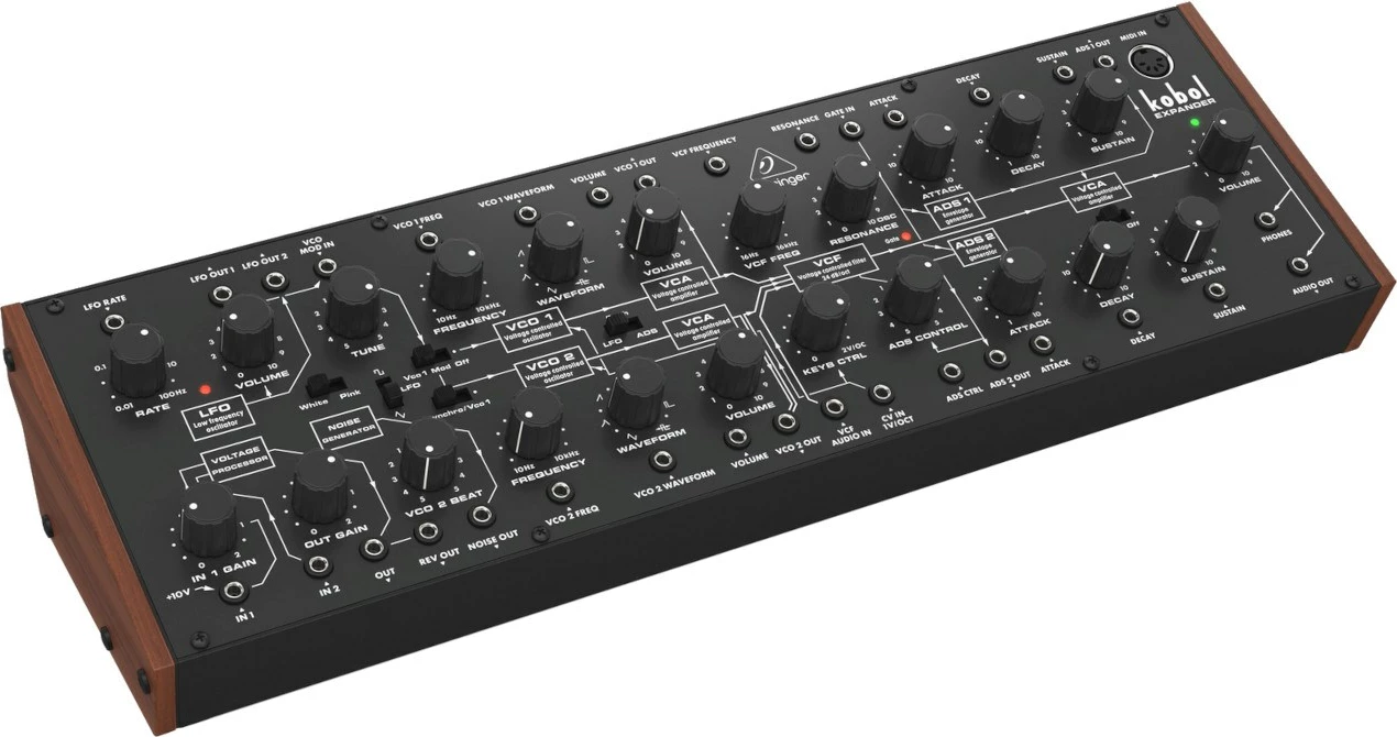 Sintetizator analog gjysmë-modular Behringer Kobol Expander, i zi