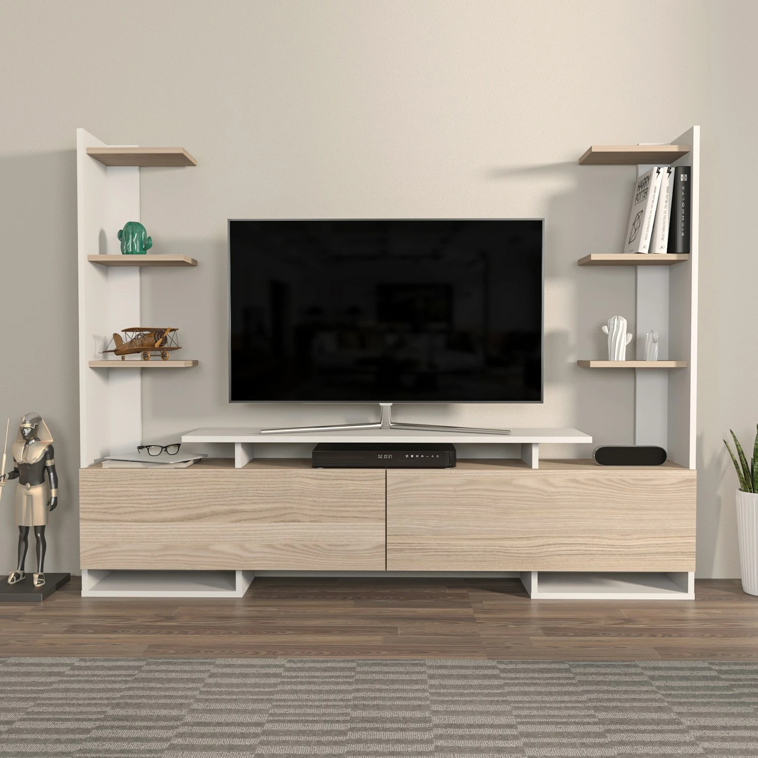Komodë TV Hanah Home, Ava, e bardhë dhe lis