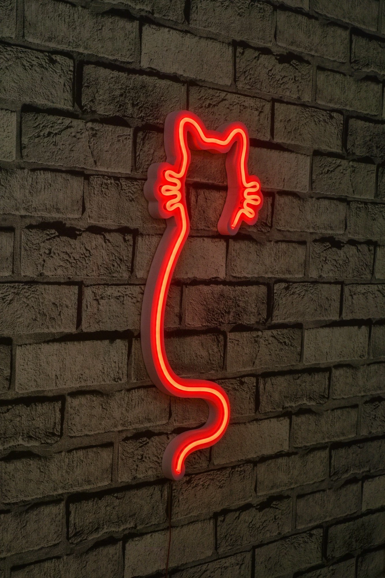 Dritë murale dekorative LED, formë mace, plastike, ngjyrë e kuqe