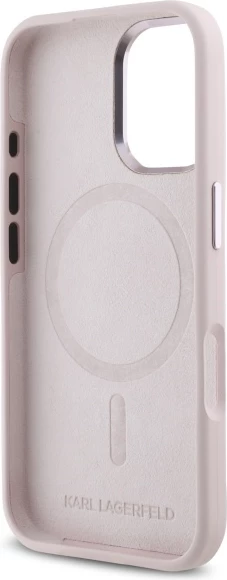 Mbështjellës Karl Lagerfeld Silicone Shadow Metal Initial MagSafe për iPhone 16, Rozë