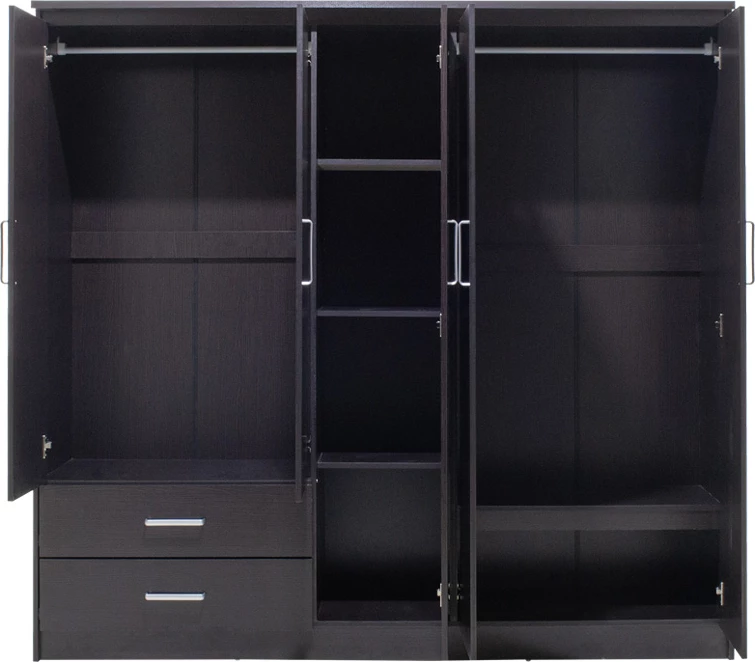 Dollap Olympus me 5 dyer dhe sirtarë+pasqyrë, ngjyrë wenge, 198x57x183