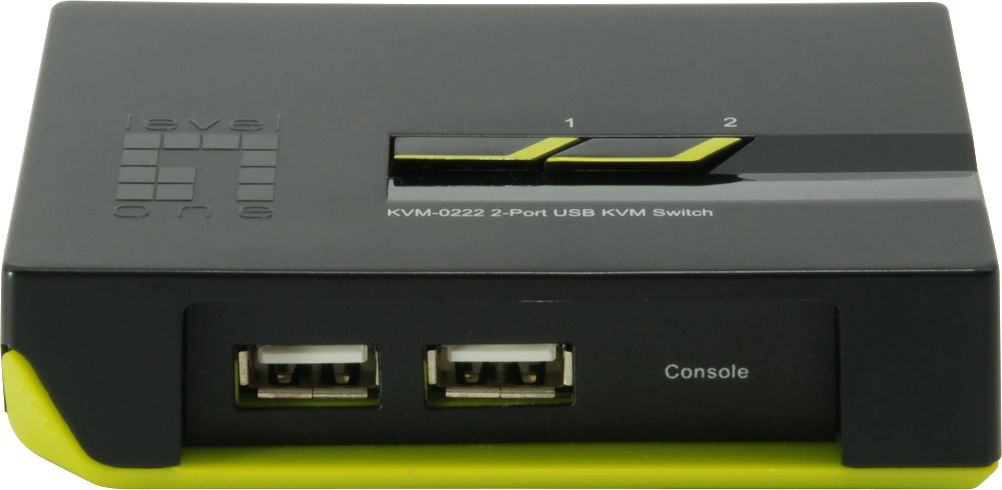 Switch KVM LevelOne 2-Port USB VGA, 2048 x 1536 pixels, Ngjyrë e zezë, e gjelbër