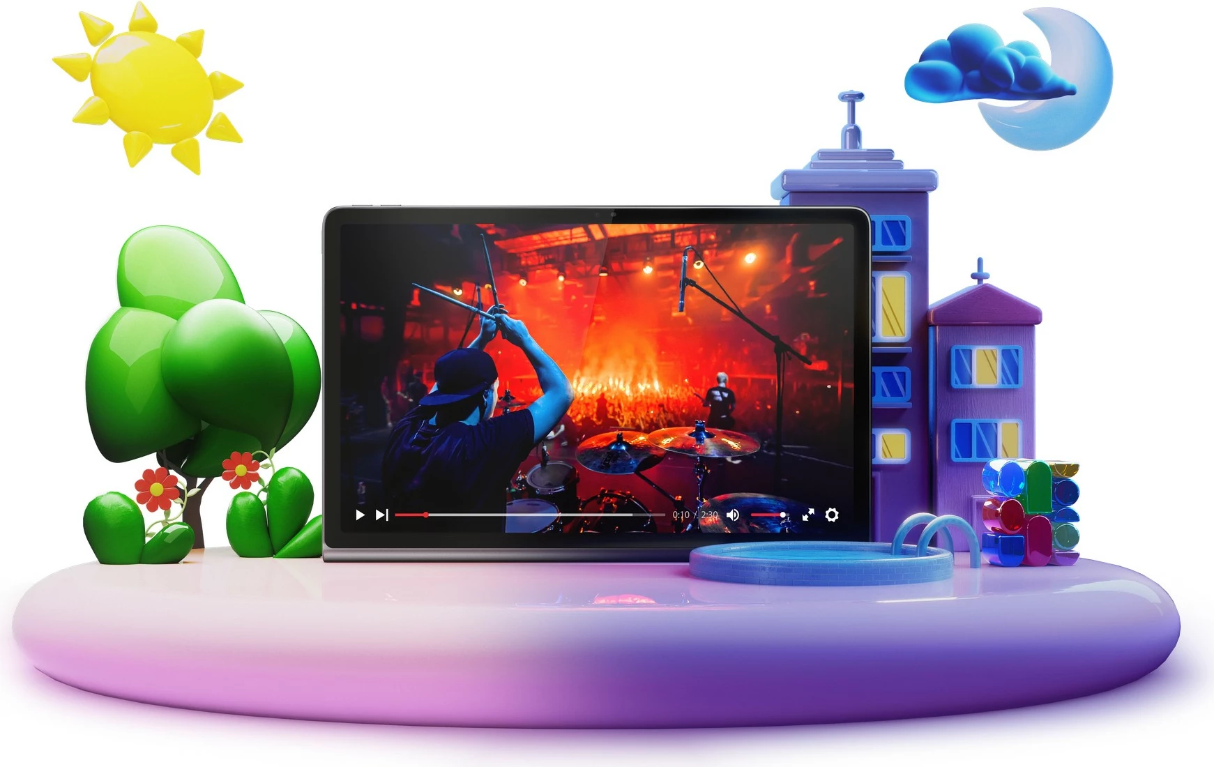 Tablet Lenovo Tab Plus 8GB 128GB luna grey me mbështjellës