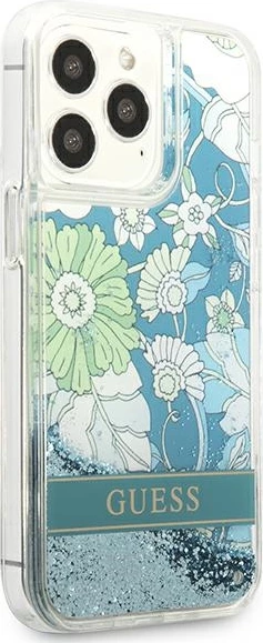 Mbështjellës Guess Flower Liquid Glitter për iPhone 13/13 Pro 6.1", Gjelbër