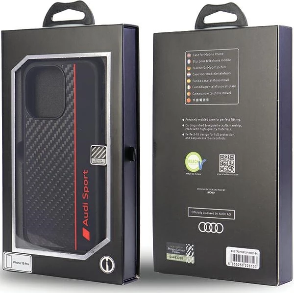 Mbështjellës Audi Carbon Fiber Stripe për iPhone 13 Pro / 13 6.1", i zi