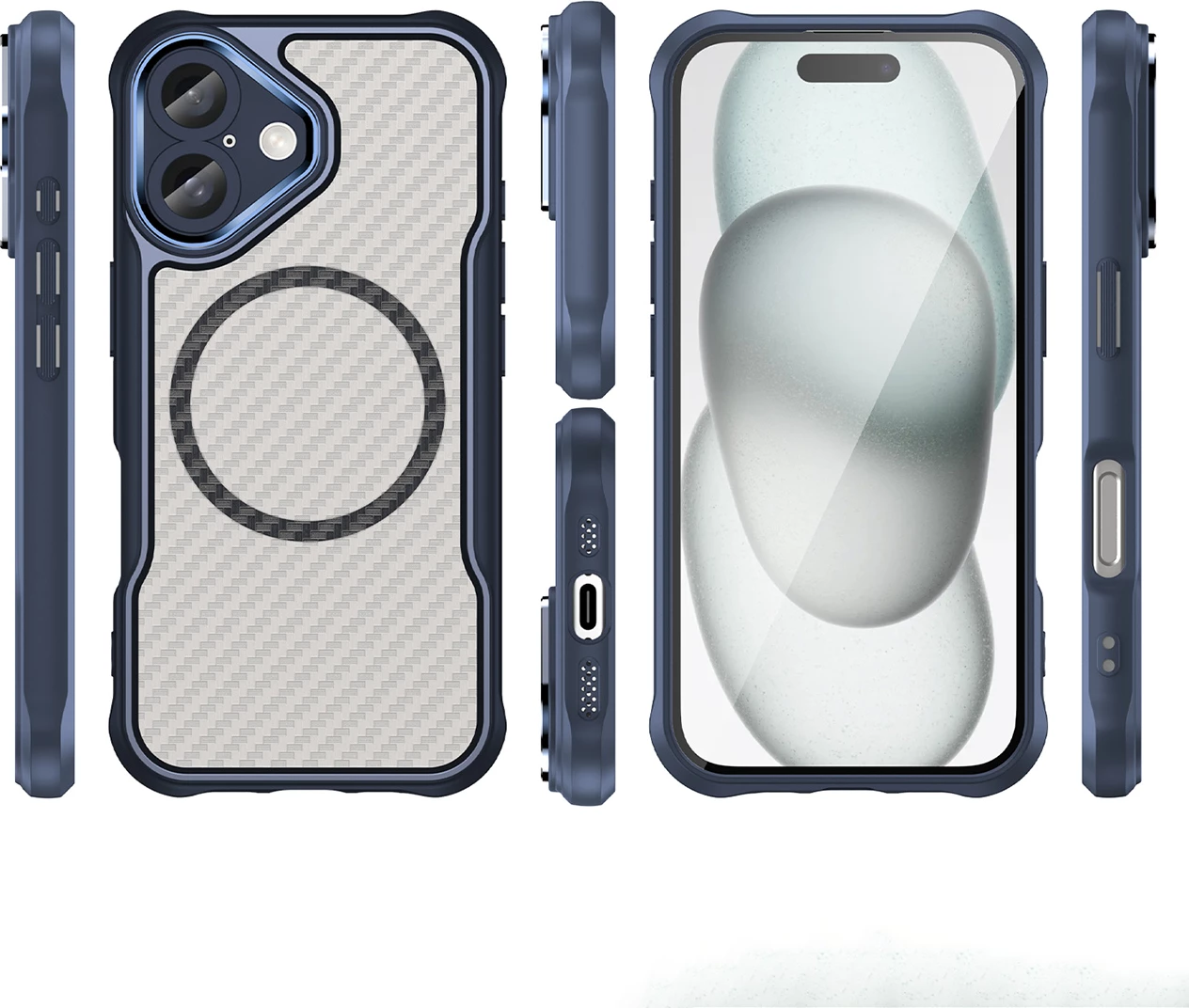 Mbështjellës silikoni Hurtel Leading Series MagSafe për iPhone 16, Kaltër