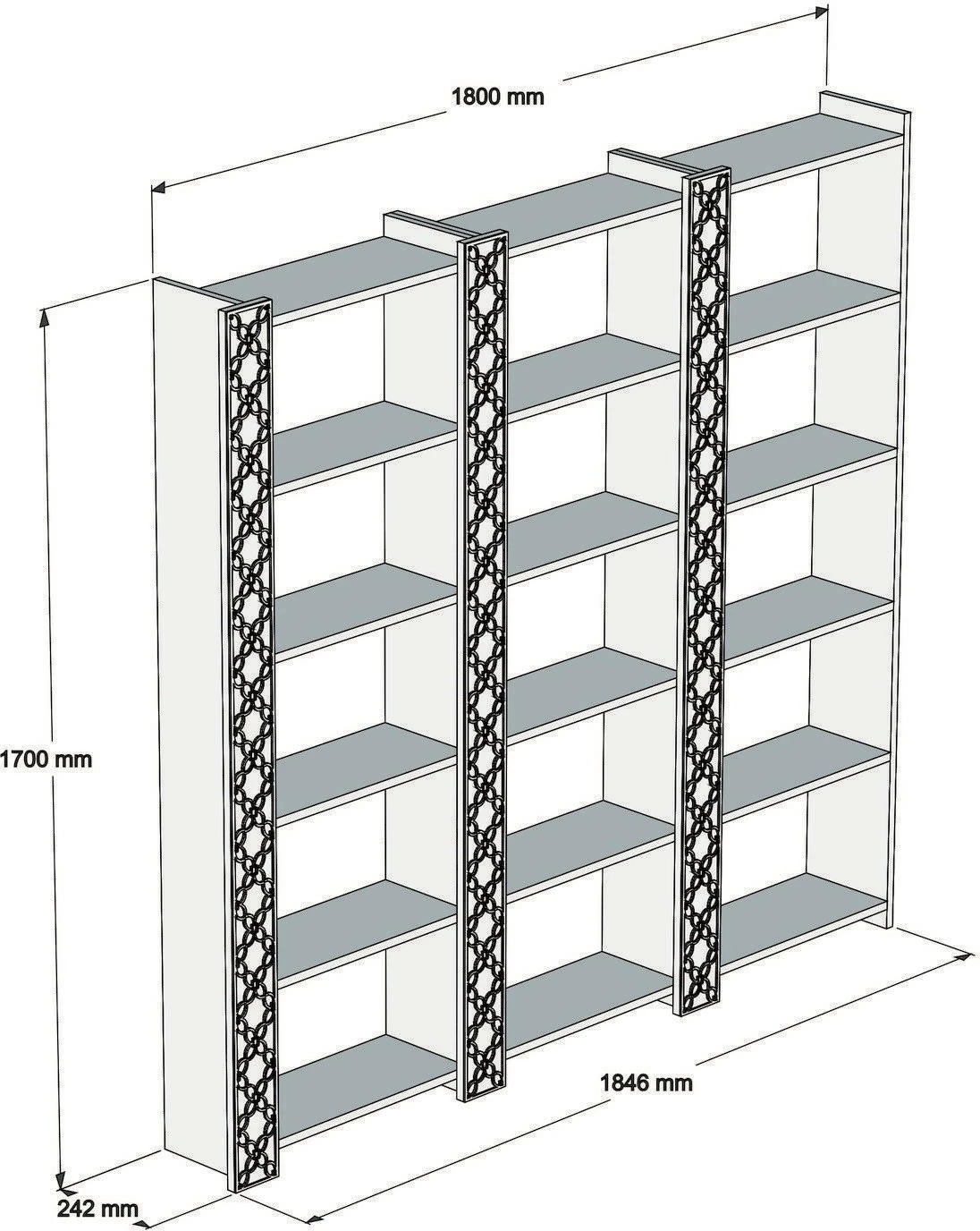 Raft librash Hanah Home City 3, ngjyrë arre dhe e bardhë