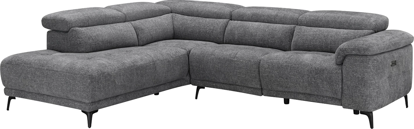 Këndore e majtë 5-vendëshe me recliner, stof gri, COMMODUS CD3315.01L, 275x231x77cm