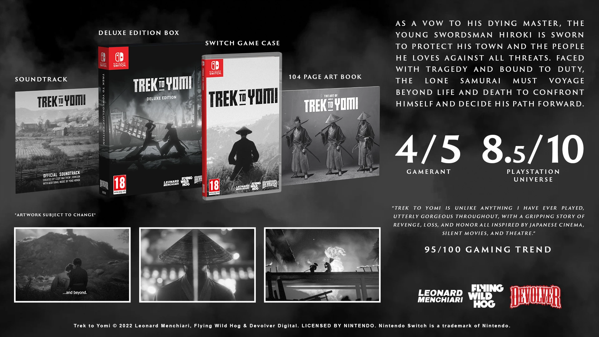 Video lojë Devolver Digital Trek to Yomi Deluxe Edition, PS4, me libër 104 faqe & CD soundtrack, set koleksionisti