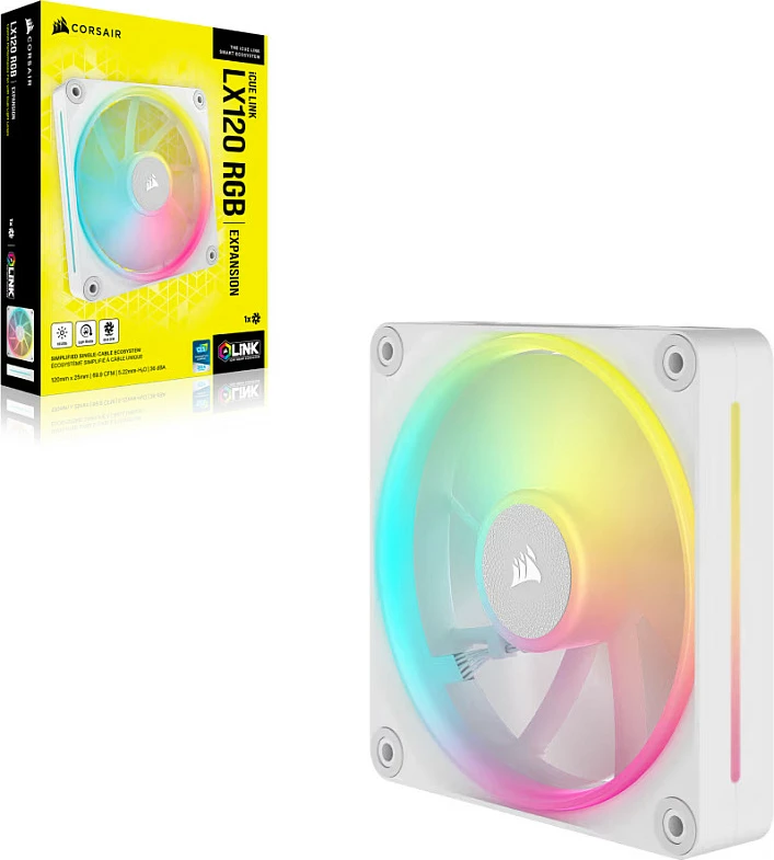 Ventilator kasë Corsair iCUE Link LX120 RGB, 120mm, PWM, i bardhë