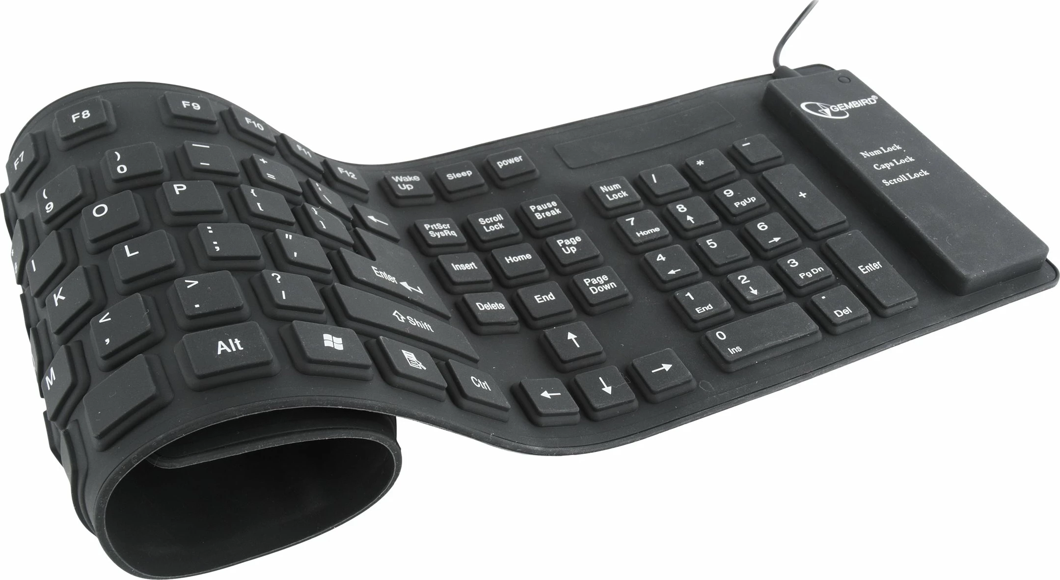 Tastierë fleksibile Gembird KB-109F-B, 109 taste, USB/PS2, e zezë