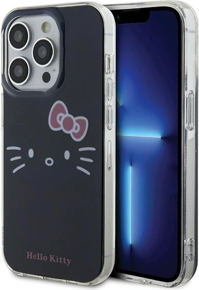 Mbështjellës Hello Kitty IML Kitty Face për iPhone 14 Pro, i zi