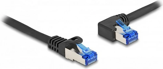 Kabllo rrjeti DeLOCK RJ45 Cat6a S/FTP, 0.5 m, njëra anë këndore, e zezë