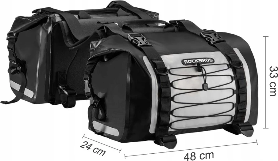 Çantë motoçiklete Rockbros AS-010BGR, 60L, PVC, Gri, e papërshkueshme nga uji