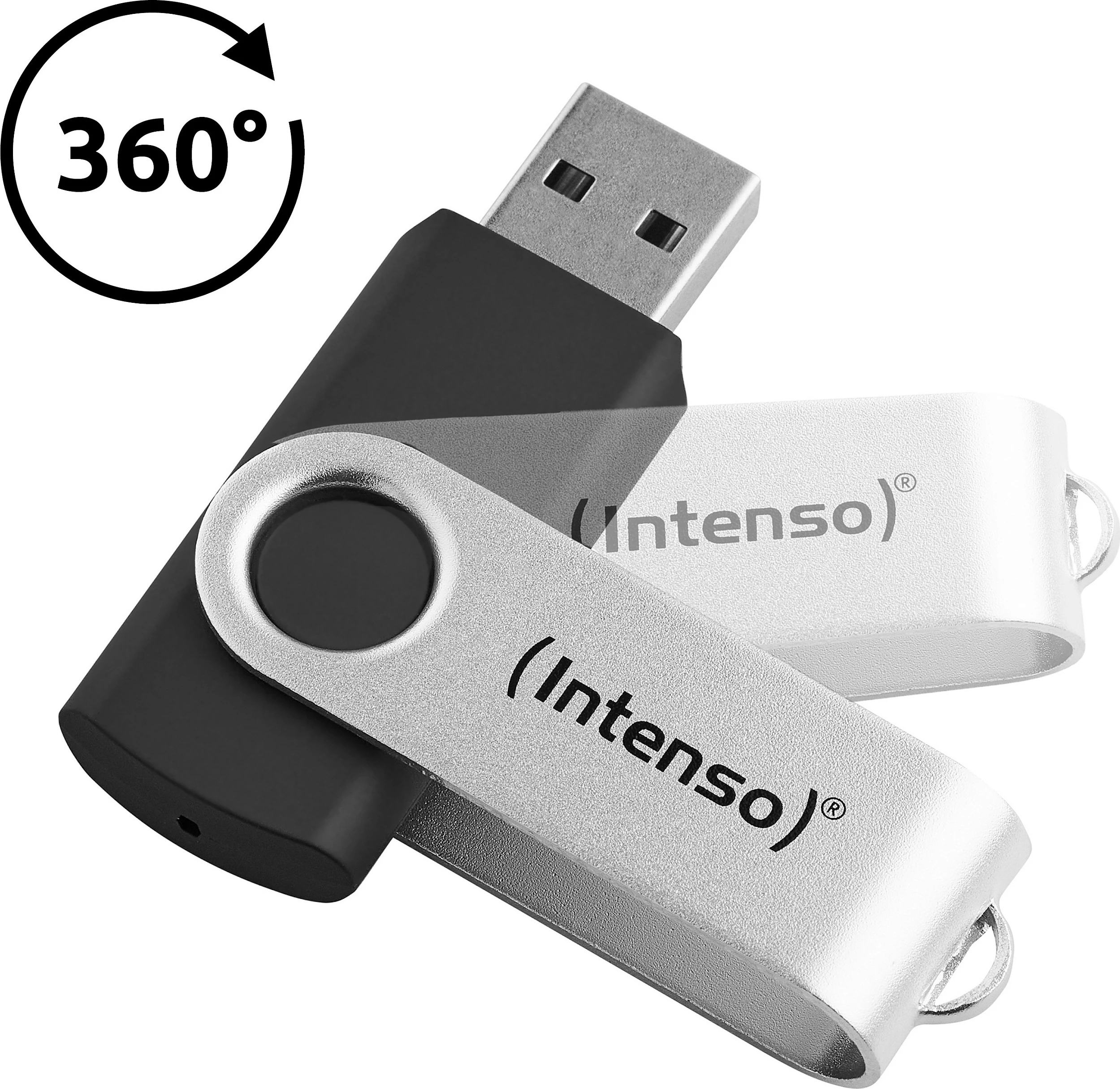 USB memorje Intenso Office Line, 32 GB, USB-A 3.2 Gen 1, swivel, zezë-argjend