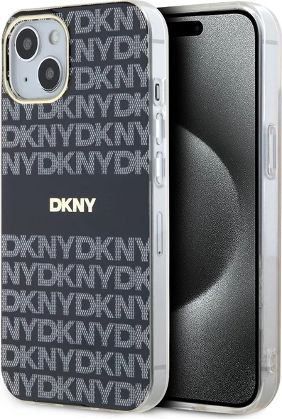 Mbështjellës DKNY IML Mono & Stripe MagSafe për iPhone 15/14/13, e zezë