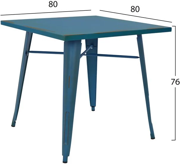 Tavolinë ngrënieje metalike, ngjyrë patinë blu, FH0608.88, 80x80x76 cm