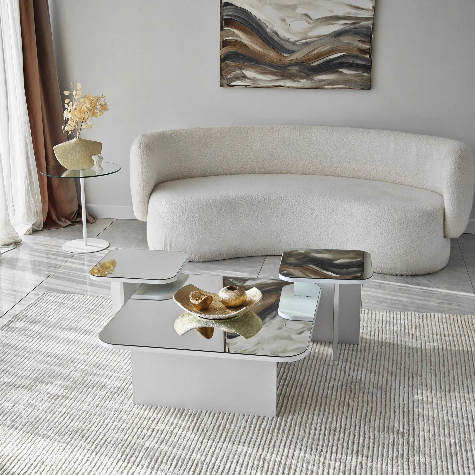 Set tavolinash kafeje Hanah Home, Jazz, e bardhë