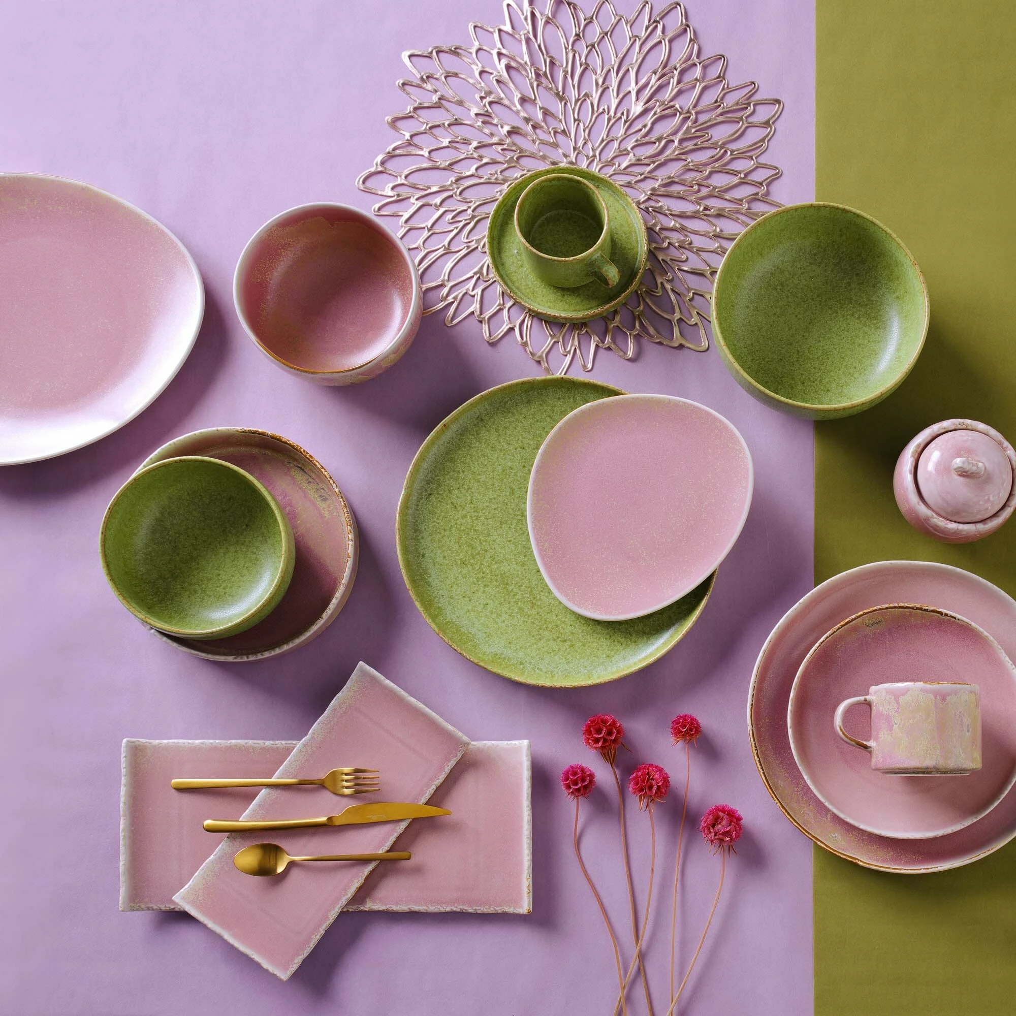 Tas ramen Fine Dine Edenic Ø150mm, i gjelbër, set 3 copë