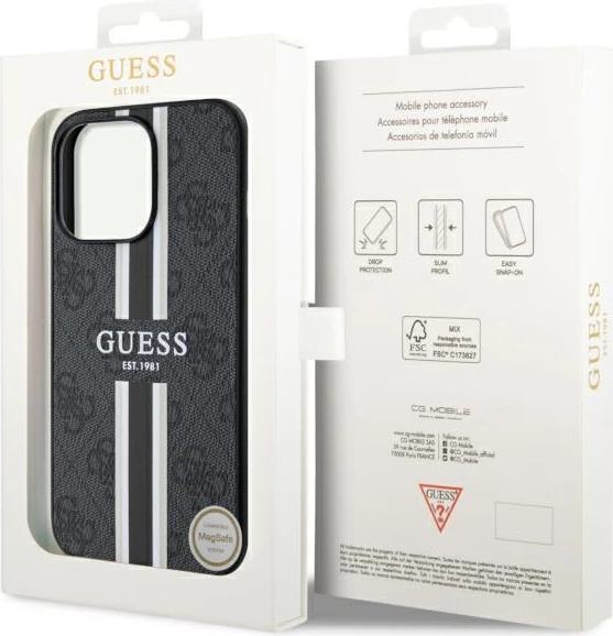 Mbështjellës Guess GUHMP13XP4RPSK për iPhone 13 Pro Max 6.7", hardcase, MagSafe, zi