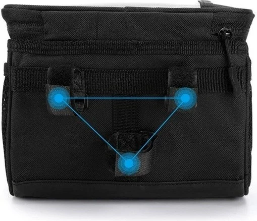 Çantë biçiklete Wozinsky WBB12BK me mbështjellës telefoni, 2L, e zezë