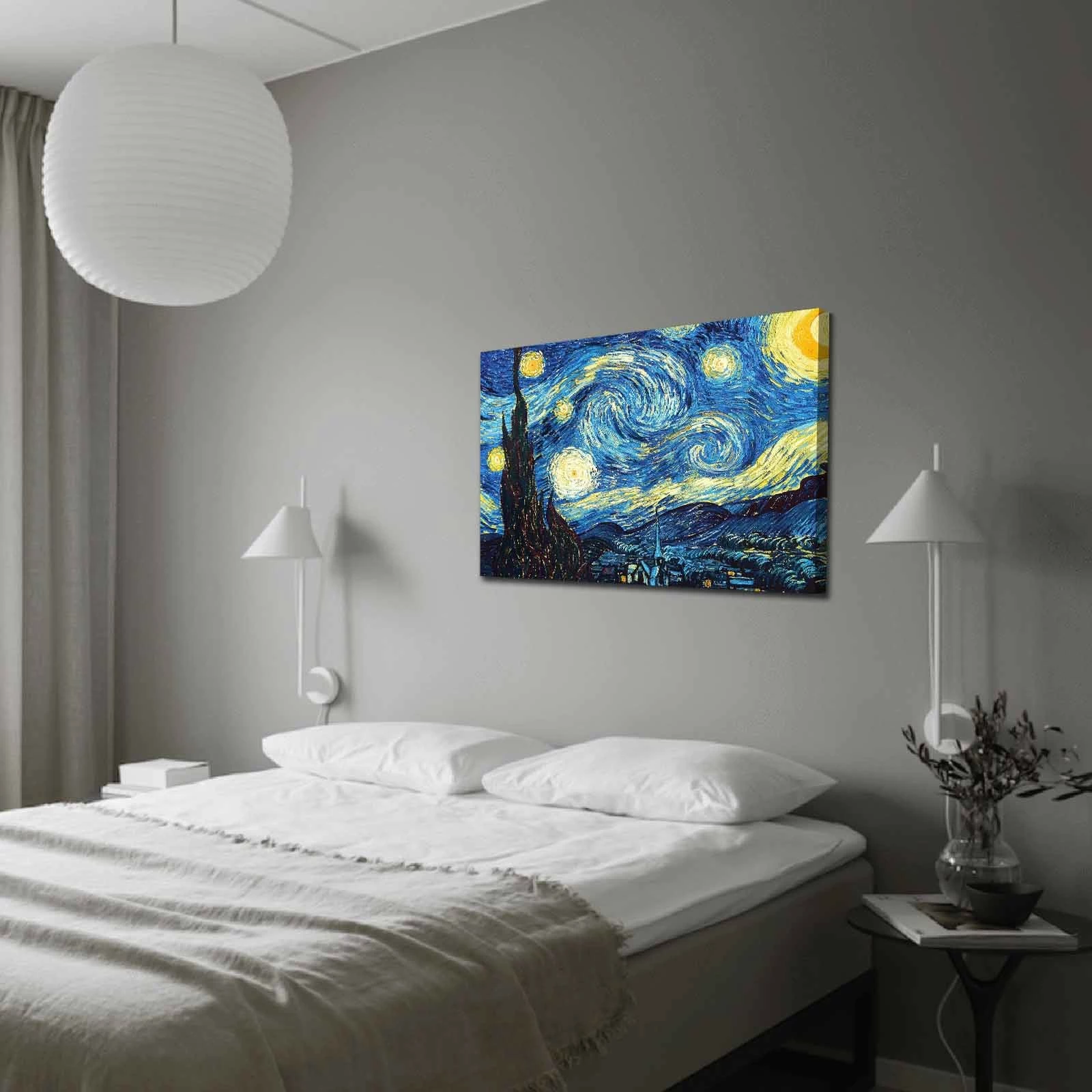 Pikturë dekorative në kanavacë, The Starry Night, shumëngjyrëshe, 70x100cm, Wallity 70100FAMOUSART-052