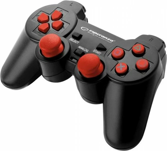 Gamepad Esperanza Corsair EGG106R, me kabllo USB, vibrim, 12 butona, 2 analog, kompatibil PC/PS2/PS3, i zi