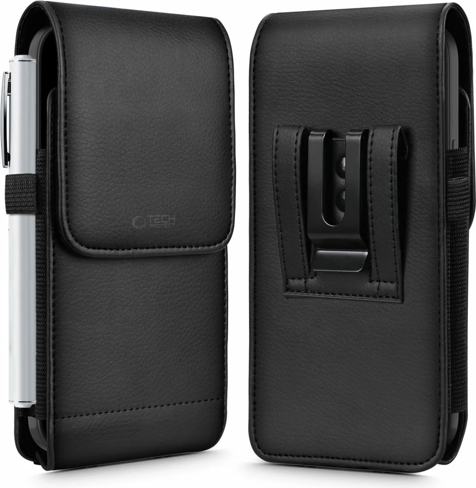 Mbështjellës Tech-Protect SM75 për celular 5.8-6.8", klips për rrip, lëkurë ekologjike, 1 copë, i zi