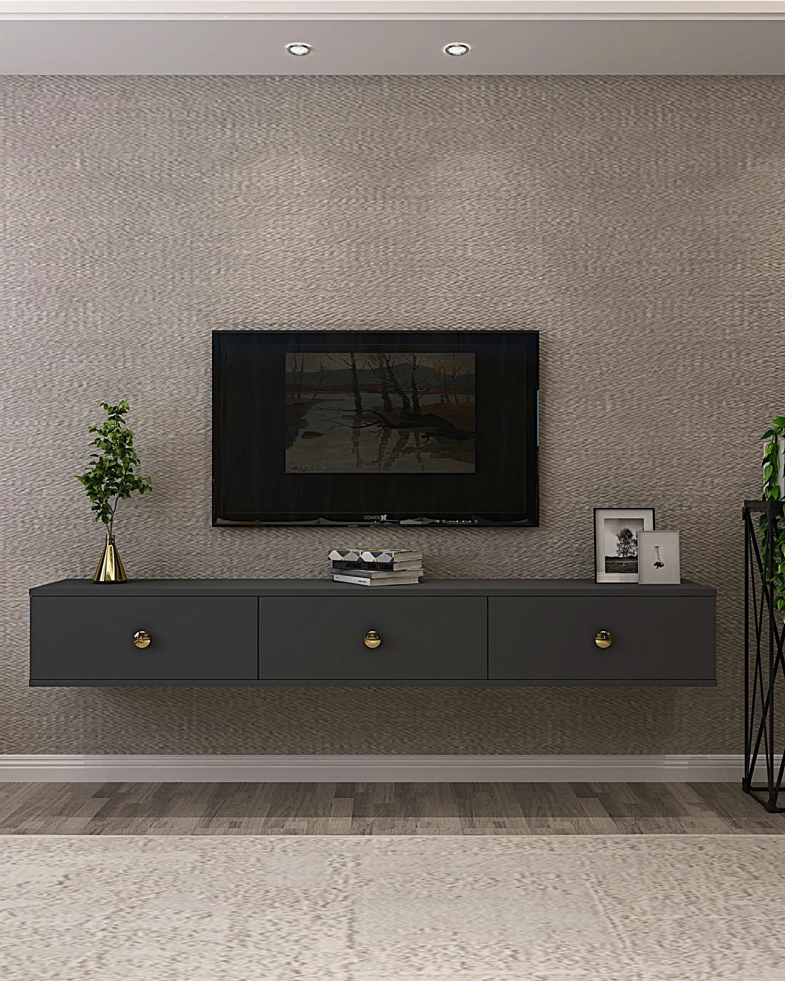 Komodë TV, ngjyrë antracit, Zuzu 180, Skye Decor