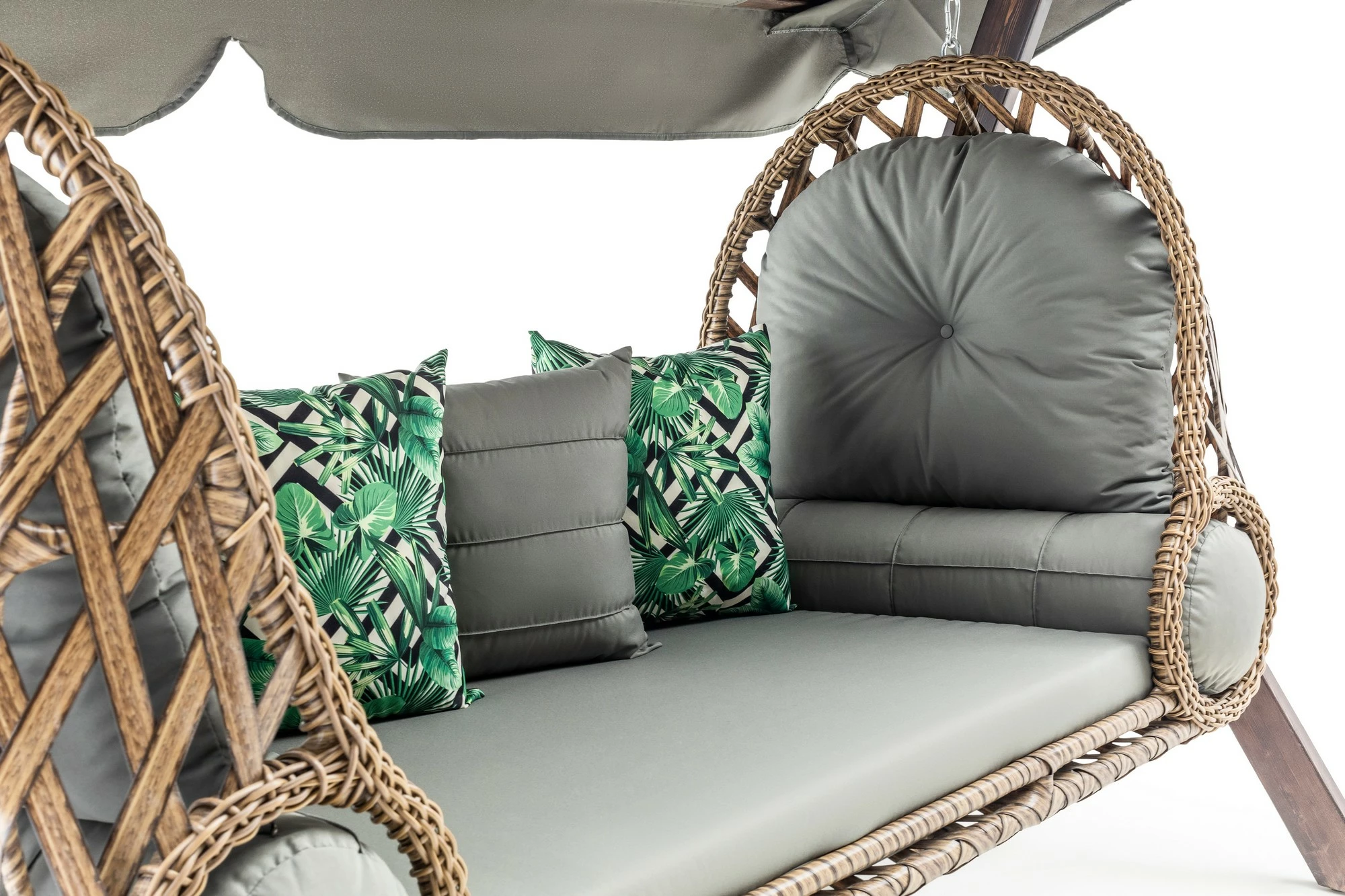 Karrige lëkundëse treshe për kopsht, Skye Decor, Saltanat, ngjyrë gri