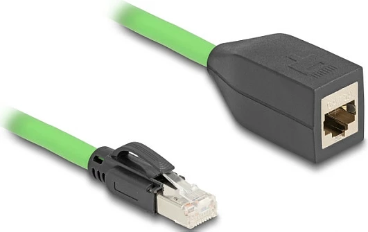 Kabllo zgjatëse rrjeti DeLOCK RJ45 Cat6A, mashkull-në-femër, SF/UTP, 1 m, e gjelbër