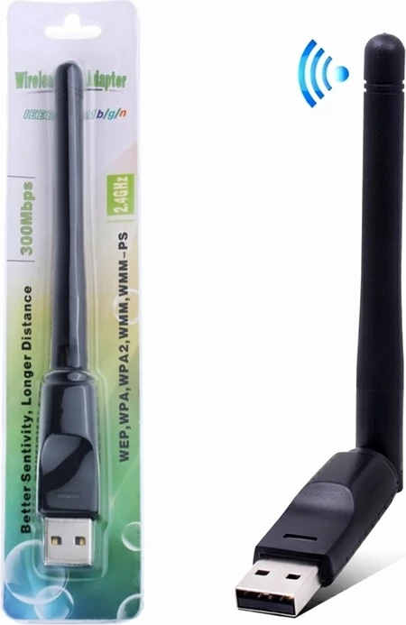 Antenë USB WiFi me Kënd të Rregullueshëm 300Mbps (Marrës Rrjeti), me lidhje të qëndrueshme pa tela, për përdorim të përditshëm, ngjyrë e zezë
