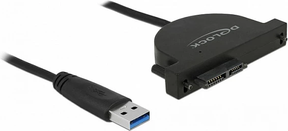 Adapter USB-A në Slim SATA DeLOCK 64048, 6 Gbit/s, 0.35 m, i zi