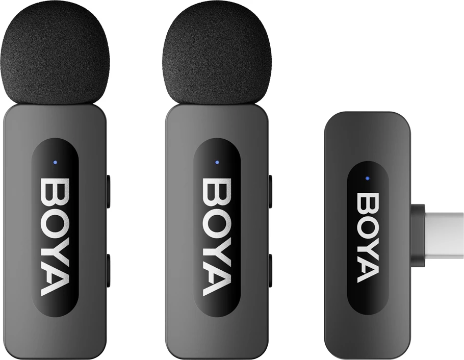 Mikrofon wireless BOYA BY-V20 V2.0 2.4GHz USB-C, set 2x transmetues + receiver, i zi