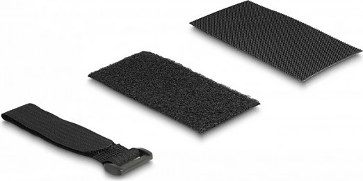 Set Velcro për menaxhim kabllosh DeLOCK, 10 copë, pad 50x110 mm + lidhëse 20 cm, i zi