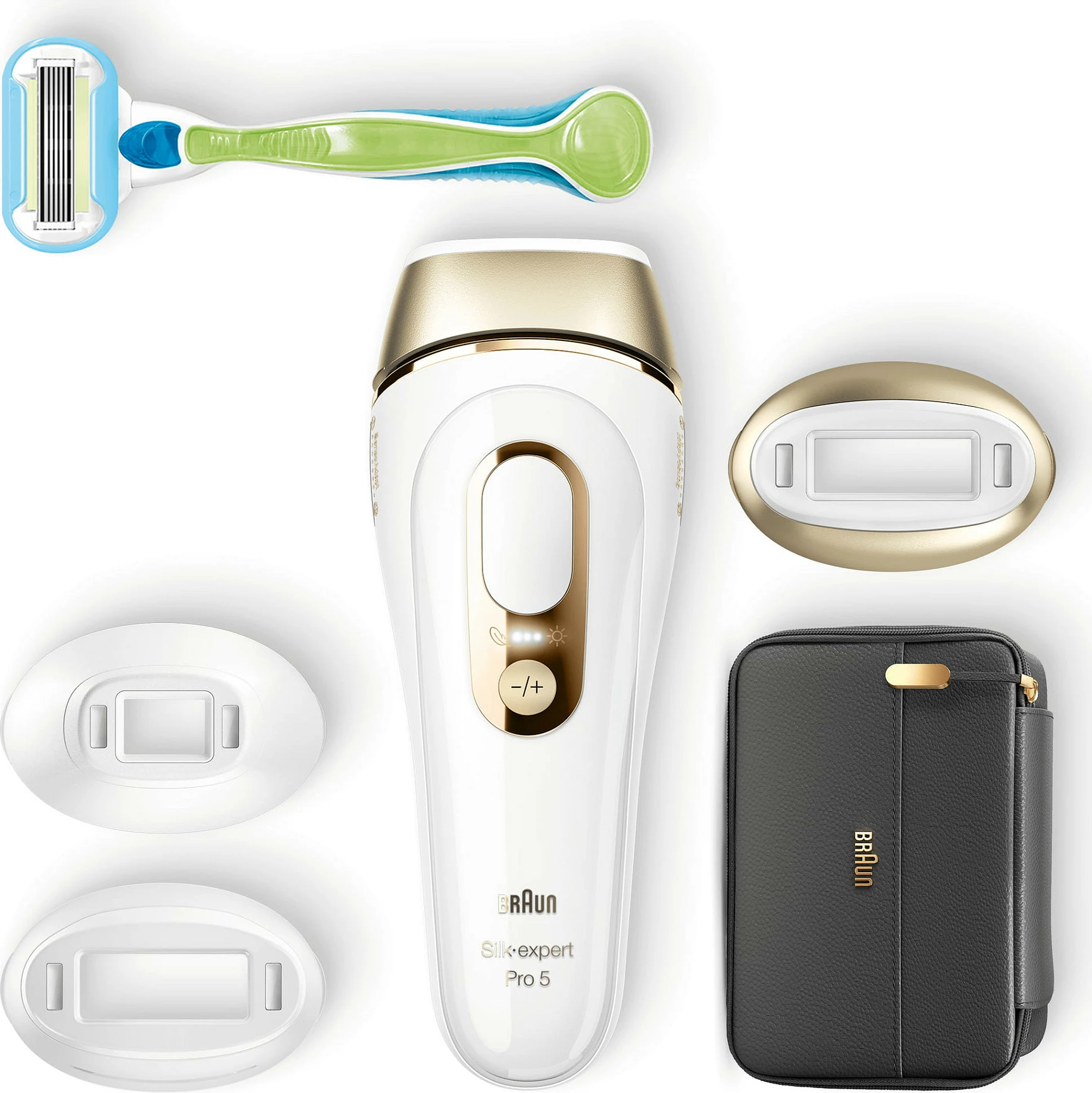 Depilator IPL Braun Silk-expert Pro 5 PL5243, 125 shkrepje, sensor Skin Pro 2.0, gold/bardhë