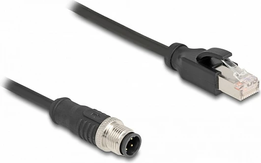 Kabllo adapter DeLOCK M12 D-coded 4-pin mashkull në RJ45 mashkull, 0.5 m, e zezë