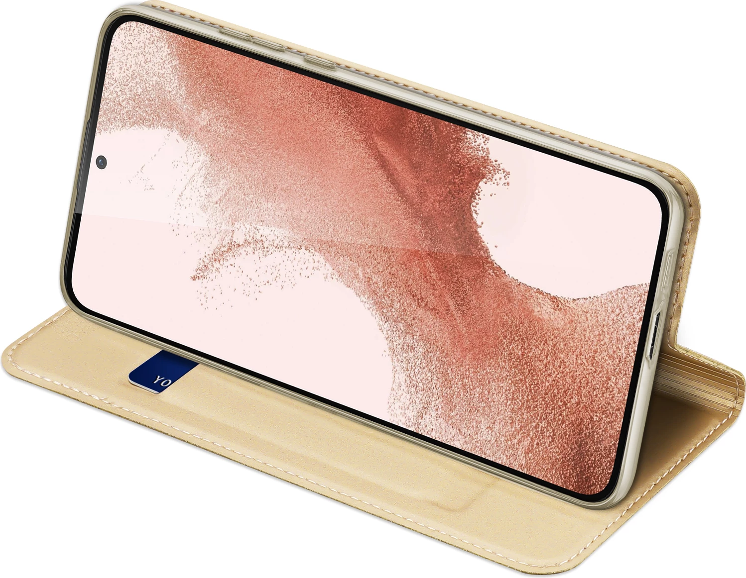 Mbështjellës Dux Ducis Skin Pro për Samsung Galaxy S23+, me xhep kartelash, funksion stand, ari