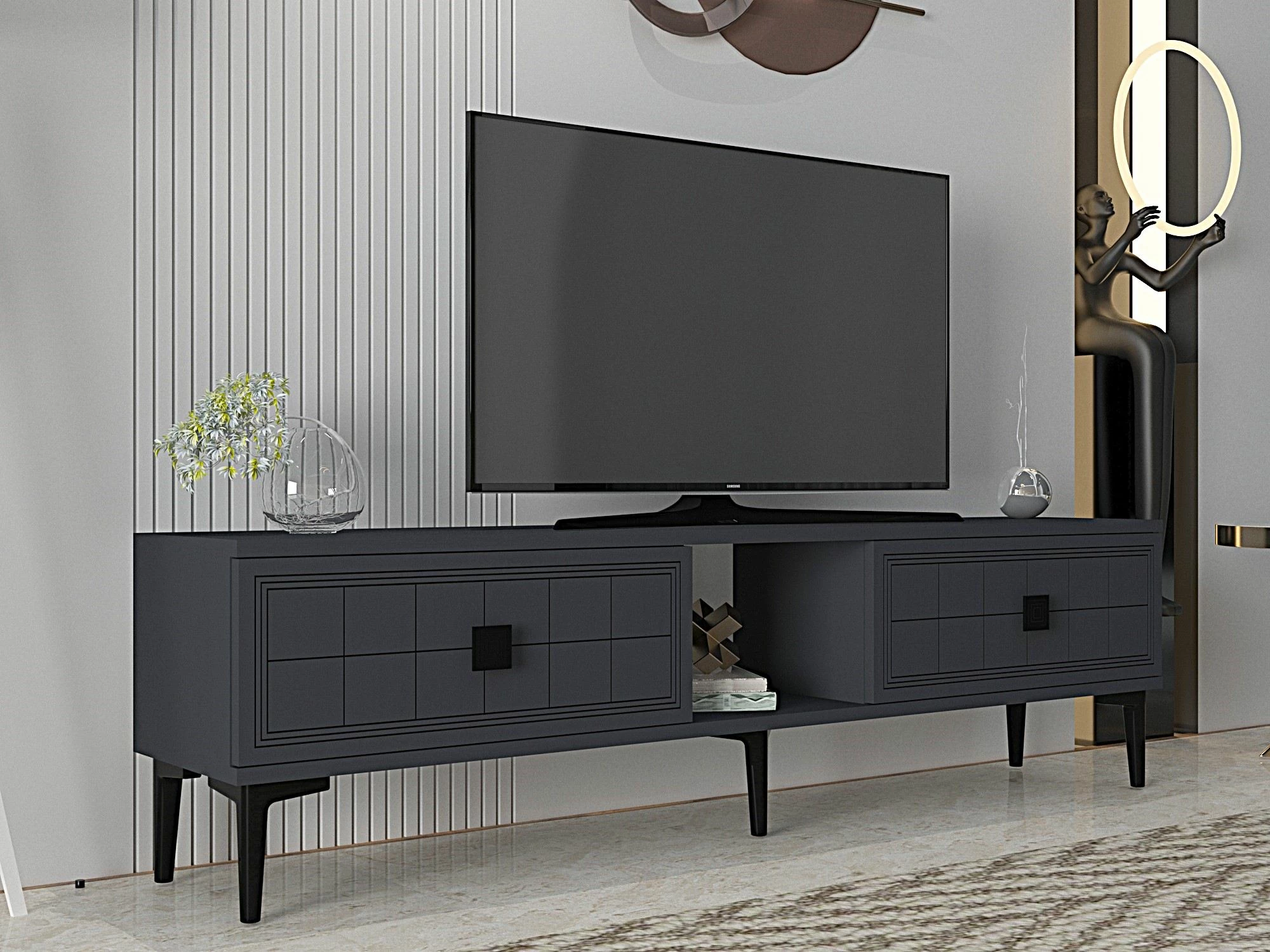 Komodë TV Skye Decor, ngjyrë antracit, 150 cm