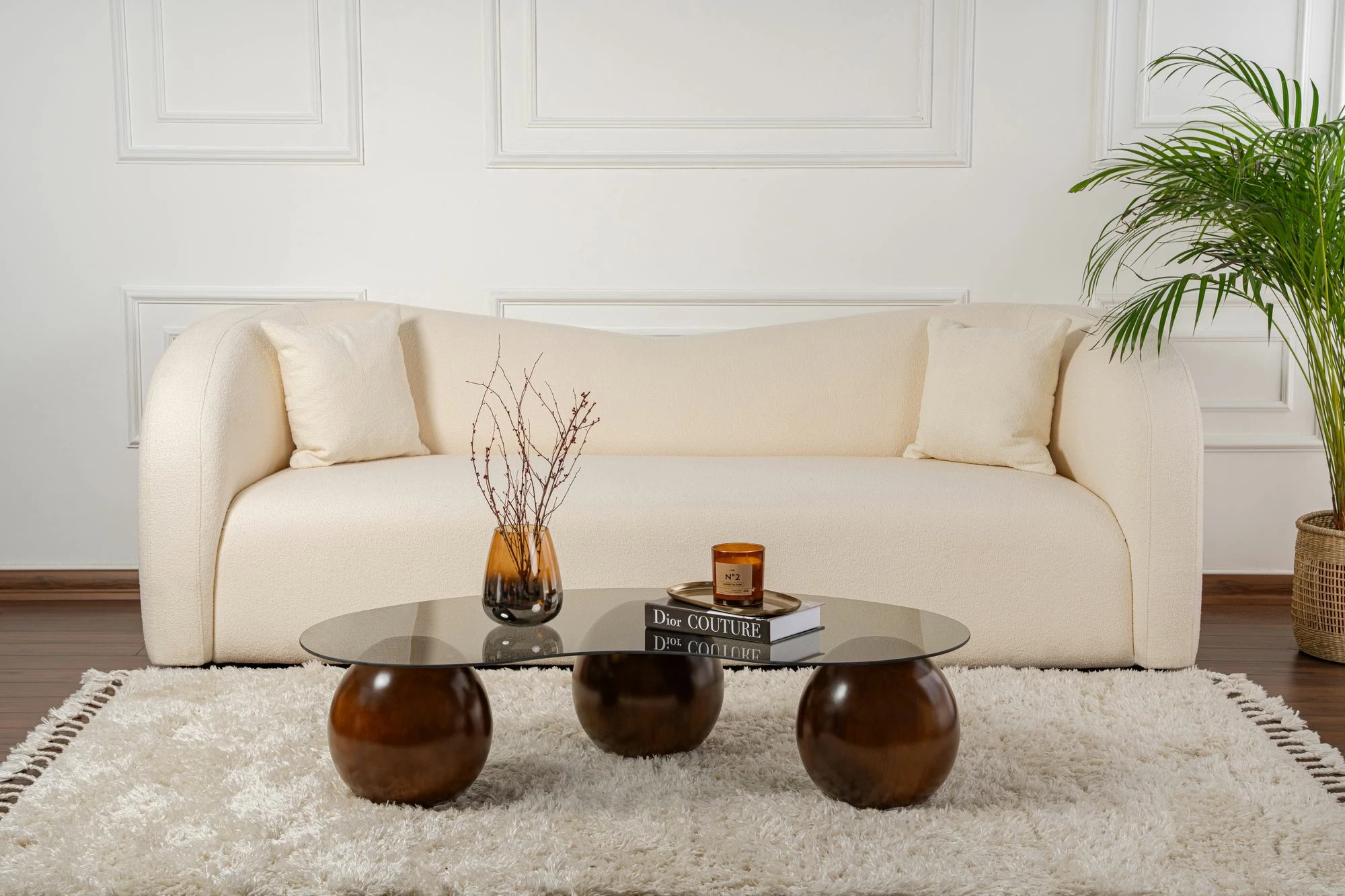 Tavolinë kafeje Skye Decor, sferë, ngjyrë arre, gri