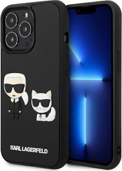 Mbështjellës Karl Lagerfeld KLHCP13L3DRKCK për iPhone 13/13 Pro 6.1\", hardcase TPU/PC, Karl & Choupette Ikonik 3D, i zi